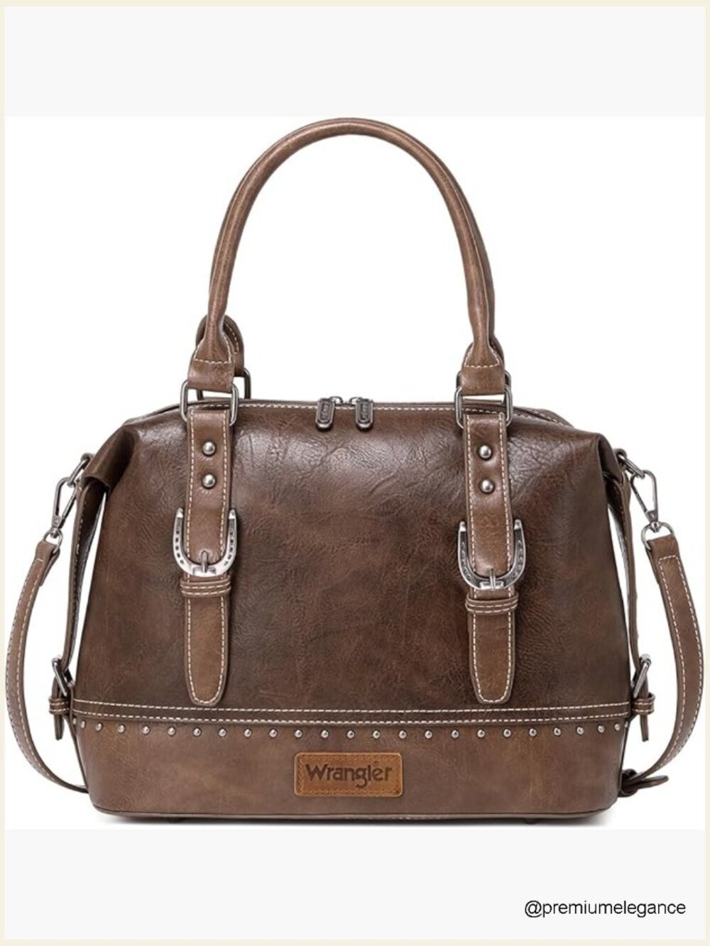 Crazy Horse Barrel Satchel Hobo Bag with Detachable Strap